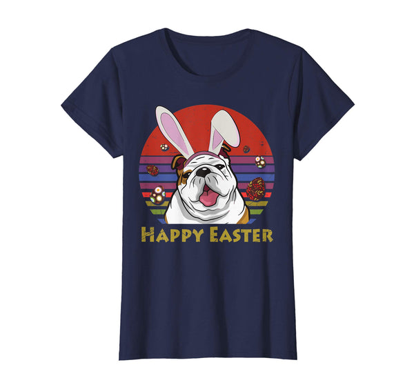 Bulldog With Bunny Headband Happy Easter Tshirt Easter Gifts