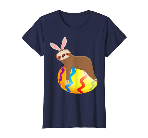 Funny Sloth Easter Day Bunny Ear Egg Easter Shirt Boys Girls