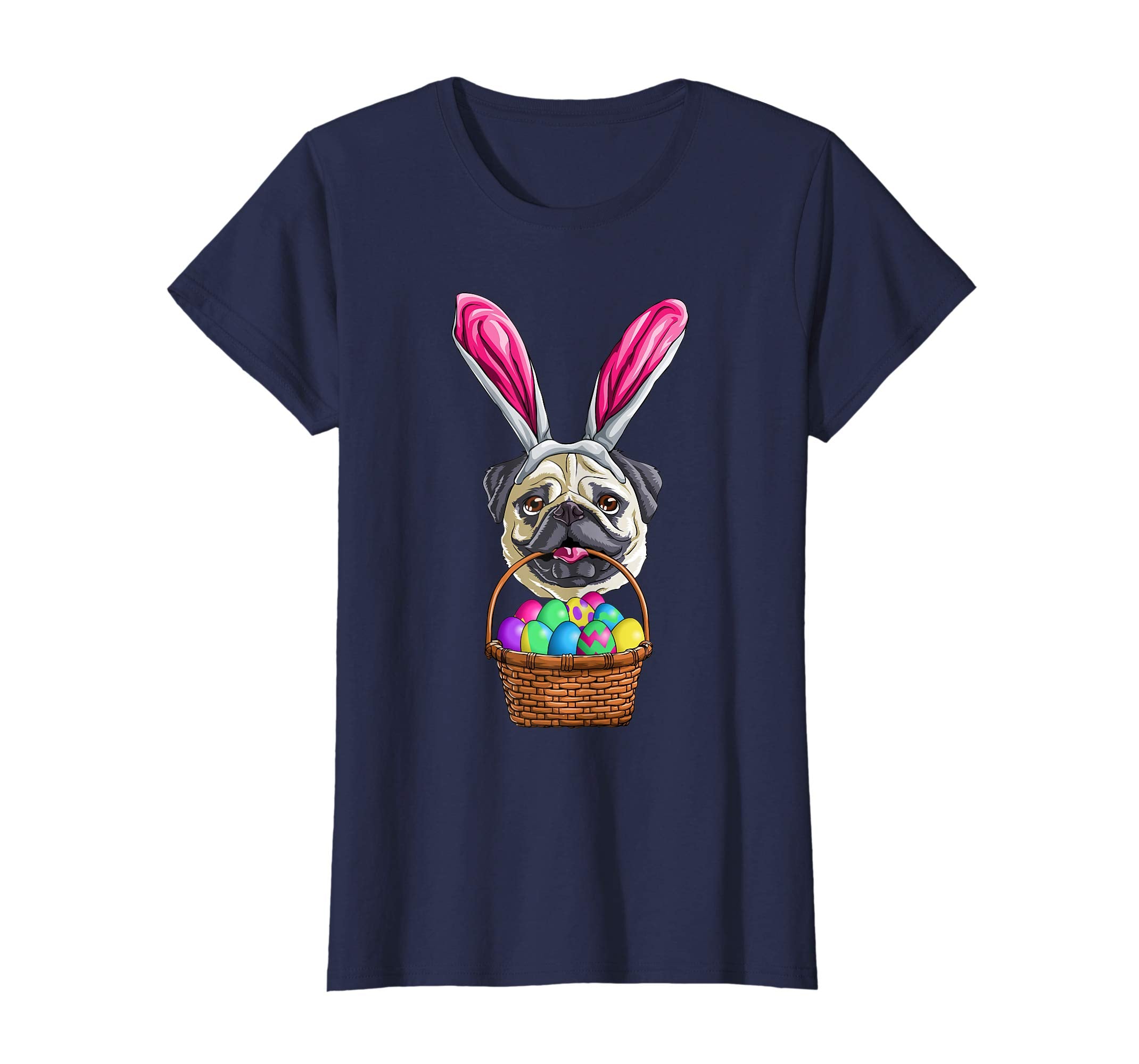 Easter Pug T Shirt Men Women Kids Bunny Basket Eggs Gift
