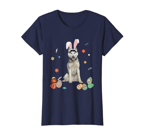 Husky Bunny Rabbit Happy Easter Day T-Shirt