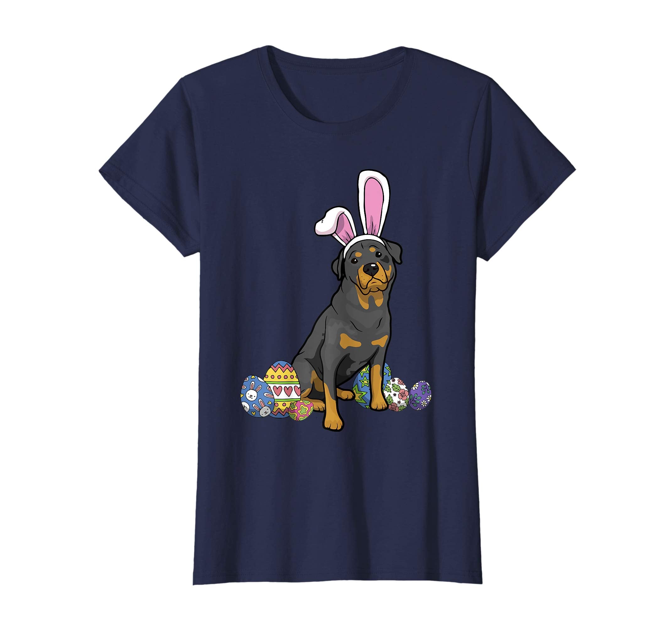 Rottweiler Dressed As Easter Bunny With Rabbit Ears T-Shirt