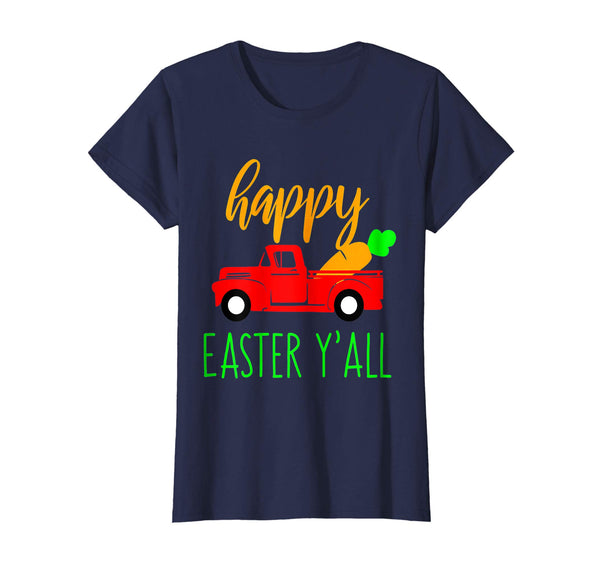 Womens Happy Easter Yall Red Truck with Carrot T Shirt for M
