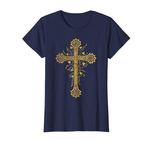 Gold Cross Vintage Catholic Art Easter Gifts Shirts