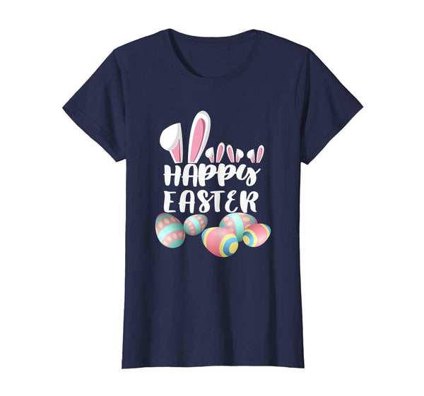 Happy Easter Bunny Ears Tee Shirt With Easter Eggs Tee