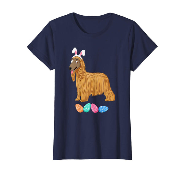 Funny Easter Afghan Hound With Bunny Ears And Eggs T Shirt
