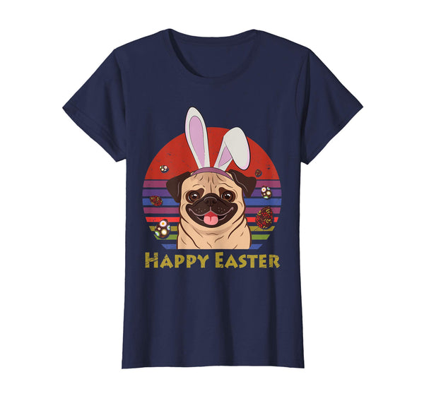 Pug Dog With Bunny Headband Happy Easter Tshirt Easter Gifts
