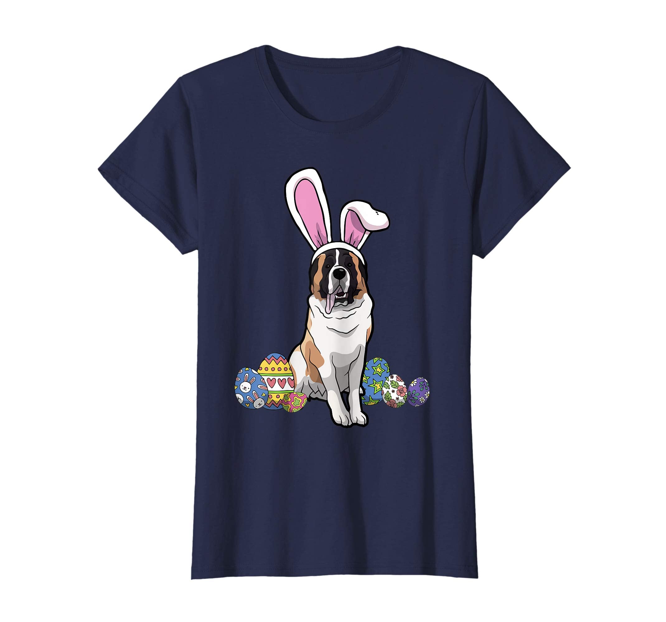 St. Bernard Dressed As Easter Bunny With Rabbit Ears T-Shirt