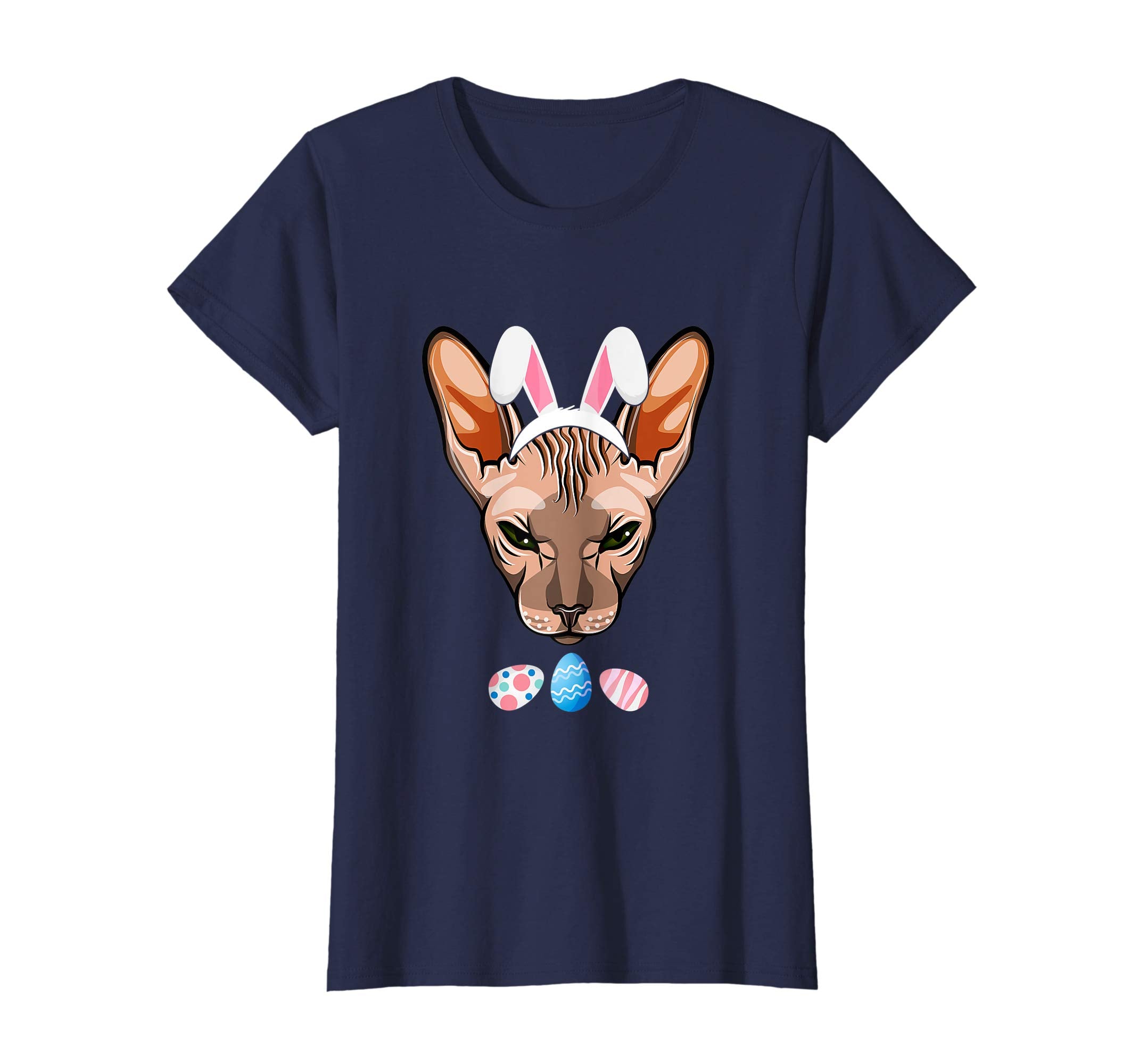 Funny Easter Sphynx Cat With Bunny Ears And Eggs T Shirt
