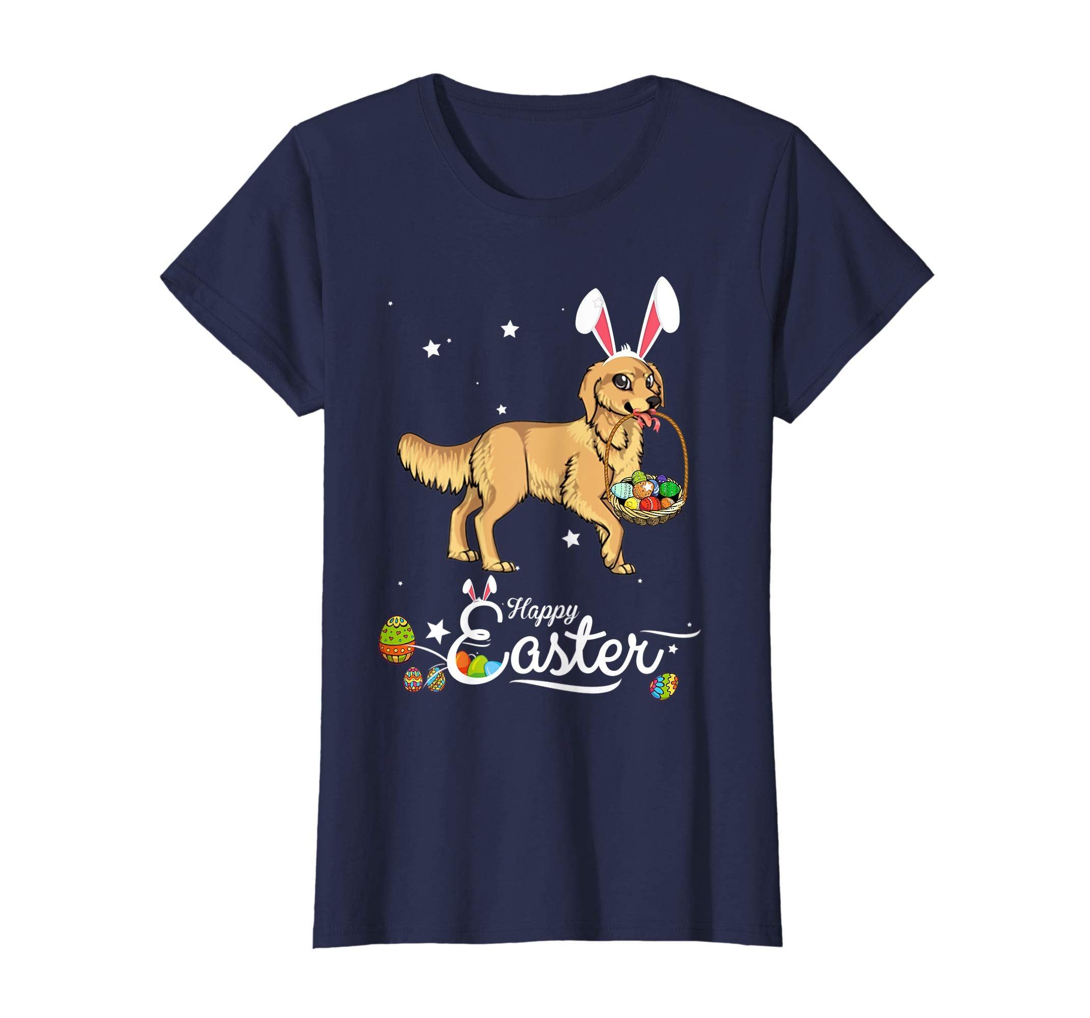 Golden Retriever Dog With Bunny Hat Easter Costume T Shirt