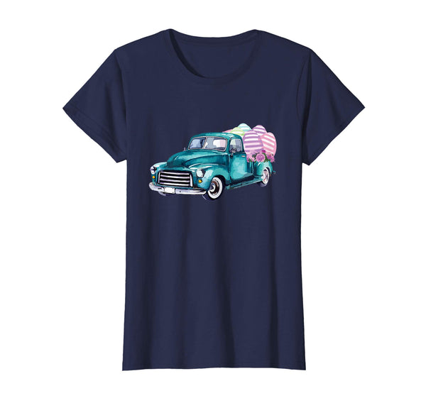 Happy Easter Eggs Vintage Bunny Truck Easter Sunday T-Shirt