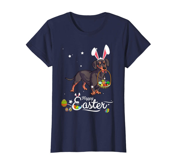 Miniature Dachsund Dog With Bunny Hat Easter Costume T Shirt