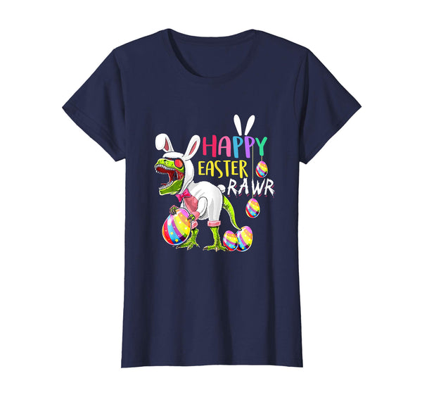 Happy Easter T Rex Dinosaur Easter Bunny Egg Shirt Kids