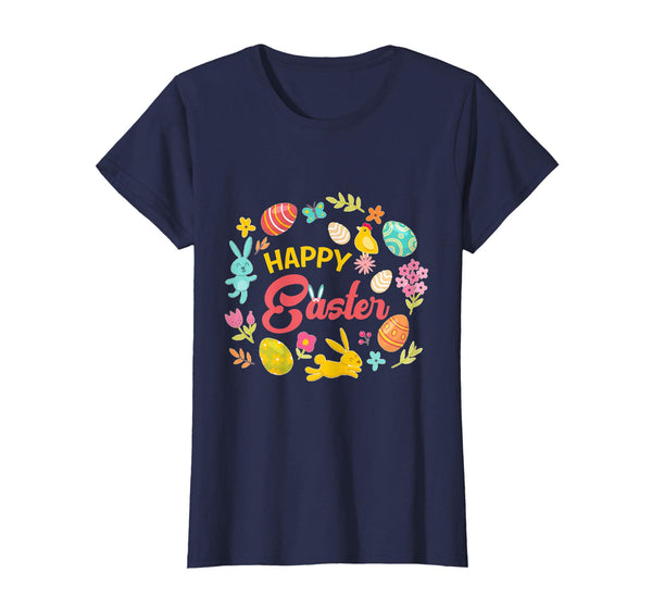 Happy Easter Bunny Tee T-Shirt With Easter Eggs Tee