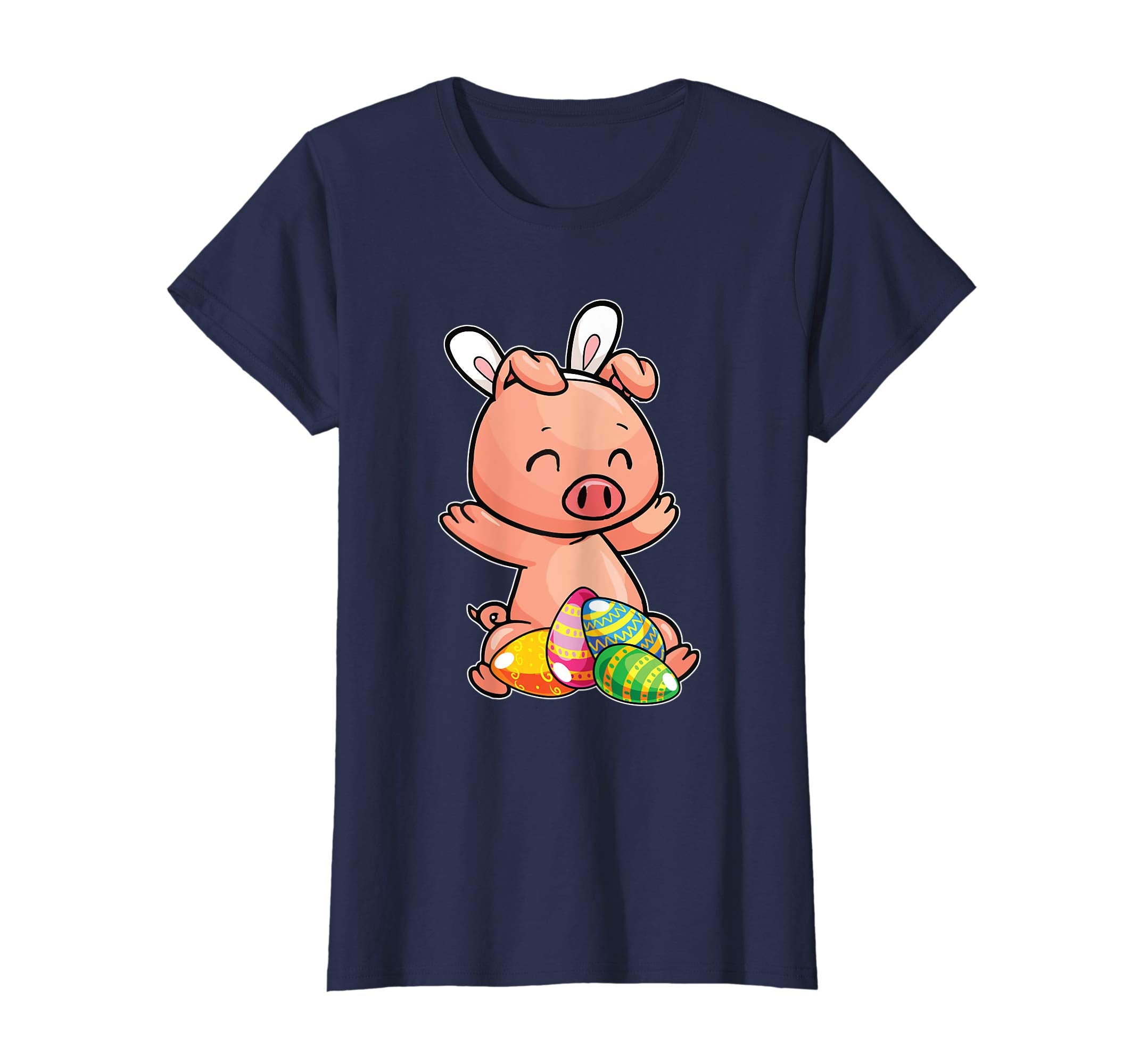 Pig And Bunny Rabbit Hat Funny Easter Eggs Gift T-Shirt