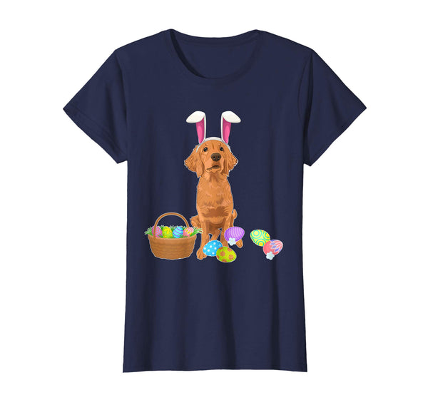 Golden Retriever Bunny Rabbit Hat Easter Eggs Happy Shirt
