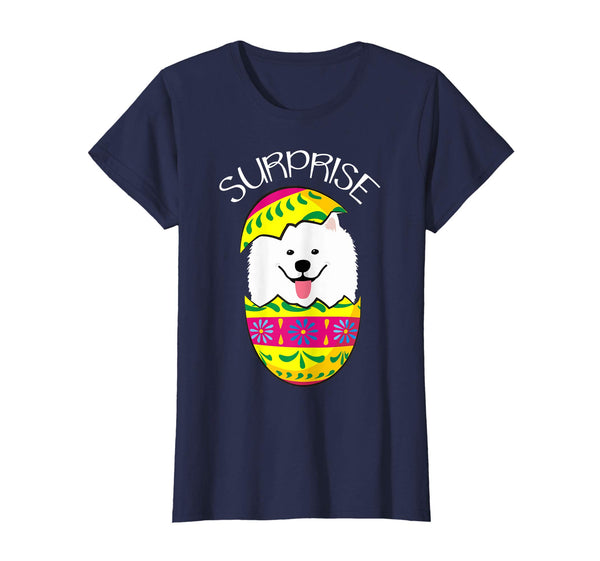Funny Cute Puppy Samoyed Hatches Easter Egg Easter T-Shirt