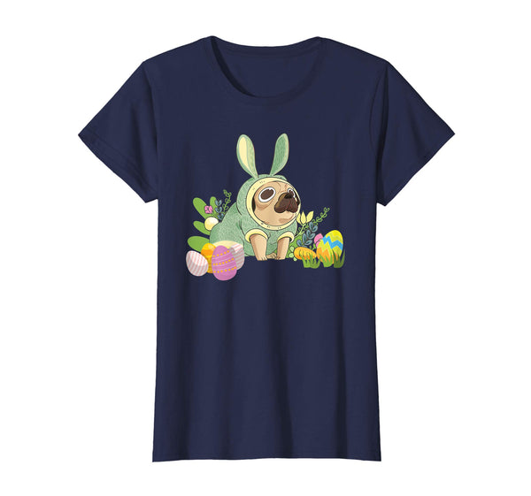 Bunny Pug Dog Easter Day Dog Lovers T-Shirt Egg Hunting