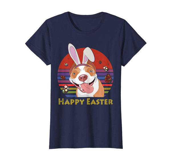 Pitbull With Bunny Headband Happy Easter Tshirt Easter Gifts