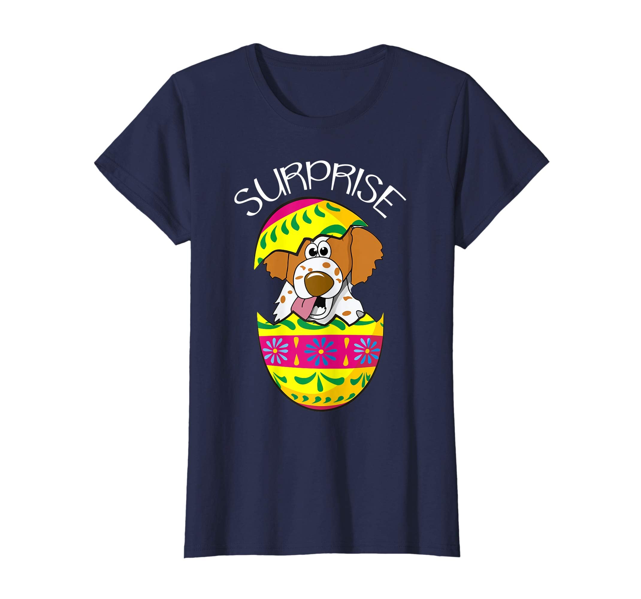 Funny Cute Puppy Brittany Hatches Easter Egg Easter T-Shirt