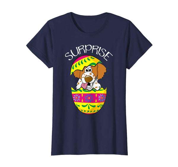 Funny Cute Puppy Brittany Hatches Easter Egg Easter T-Shirt
