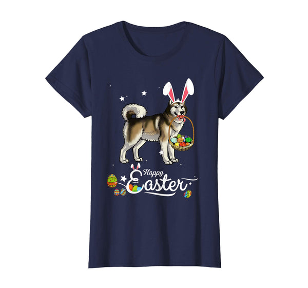 Alaskan Malamute Dog With Bunny Hat Easter Costume T Shirt