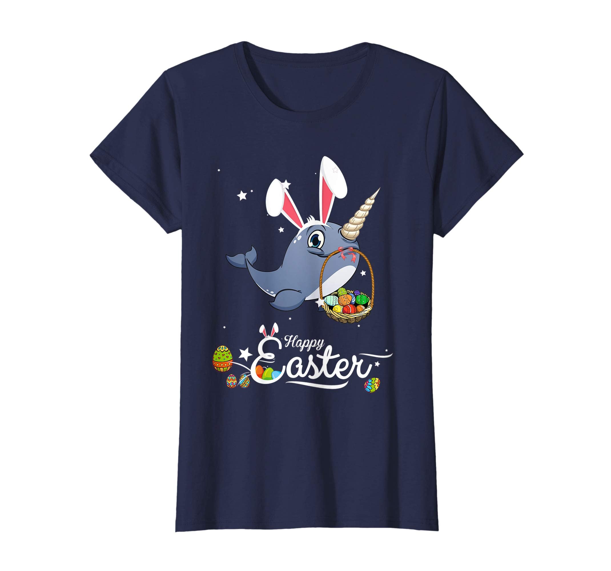 Cute Easter Narwhal with Bunny Ears and Eggs T Shirt