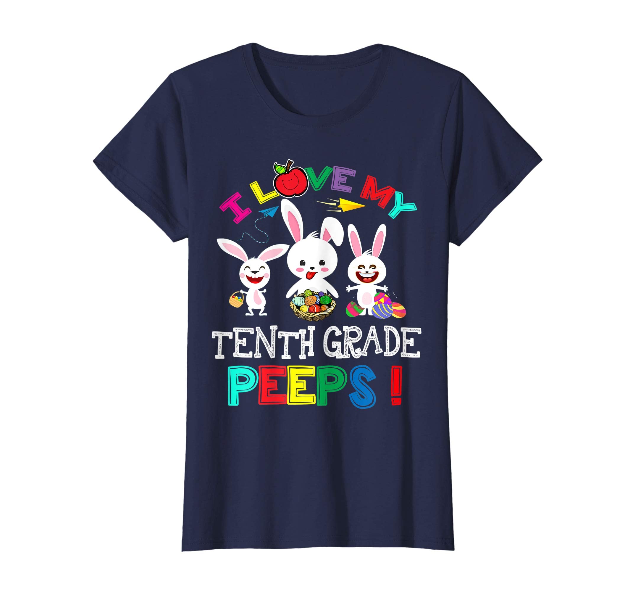 I Love My Tenth Grade Peeps Bunnies Easter Teacher T Shirt