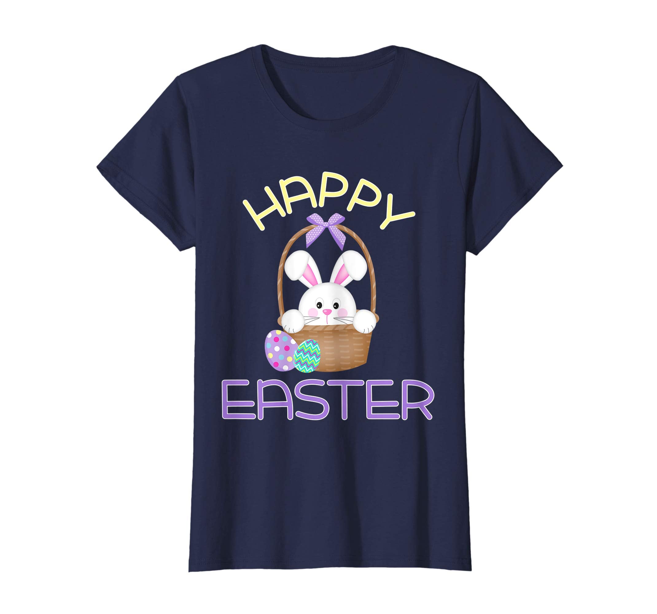 Happy Easter Shirt Bunny in Basket &amp; Eggs Easter Gift