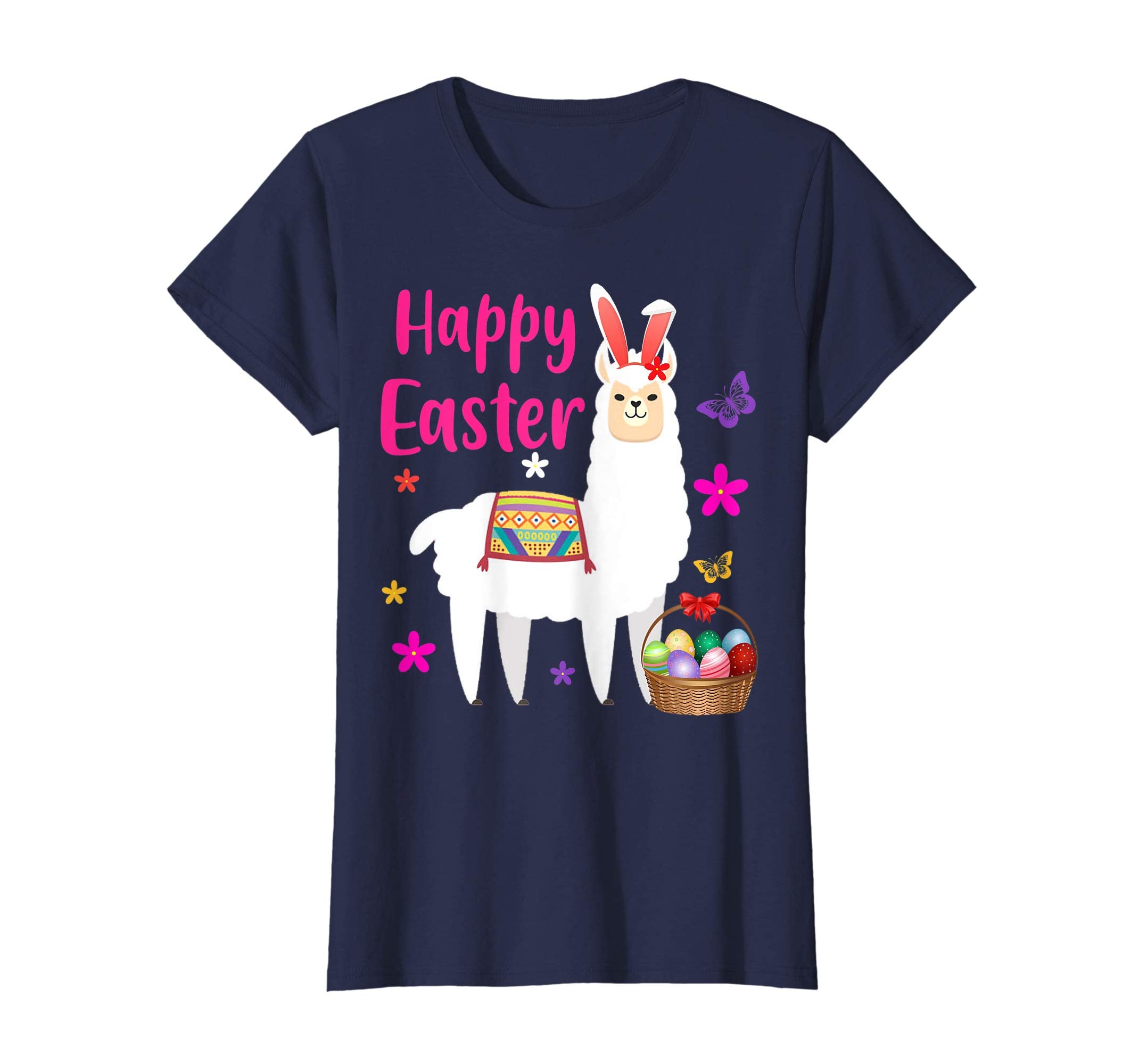 HAPPY EASTER LLAMA Bunny Gift Shirt Girls Women Kids