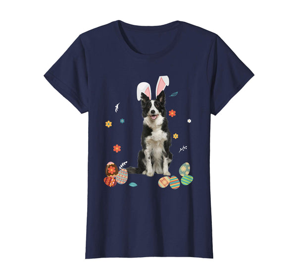 Border Collie Bunny Rabbit Happy Easter Day T-Shirt
