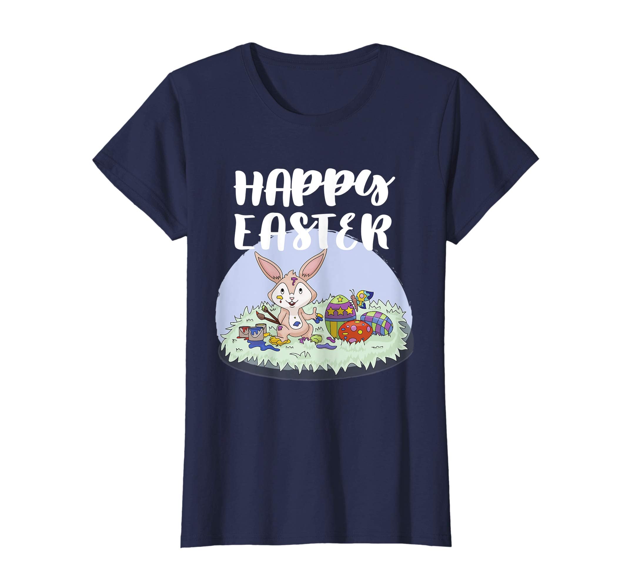 Happy Easter Bunny Tee Shirt Painting With Easter Eggs Tee