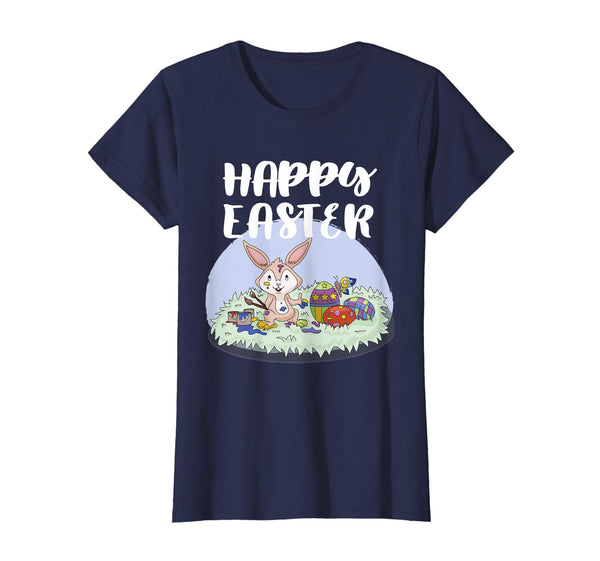 Happy Easter Bunny Tee Shirt Painting With Easter Eggs Tee
