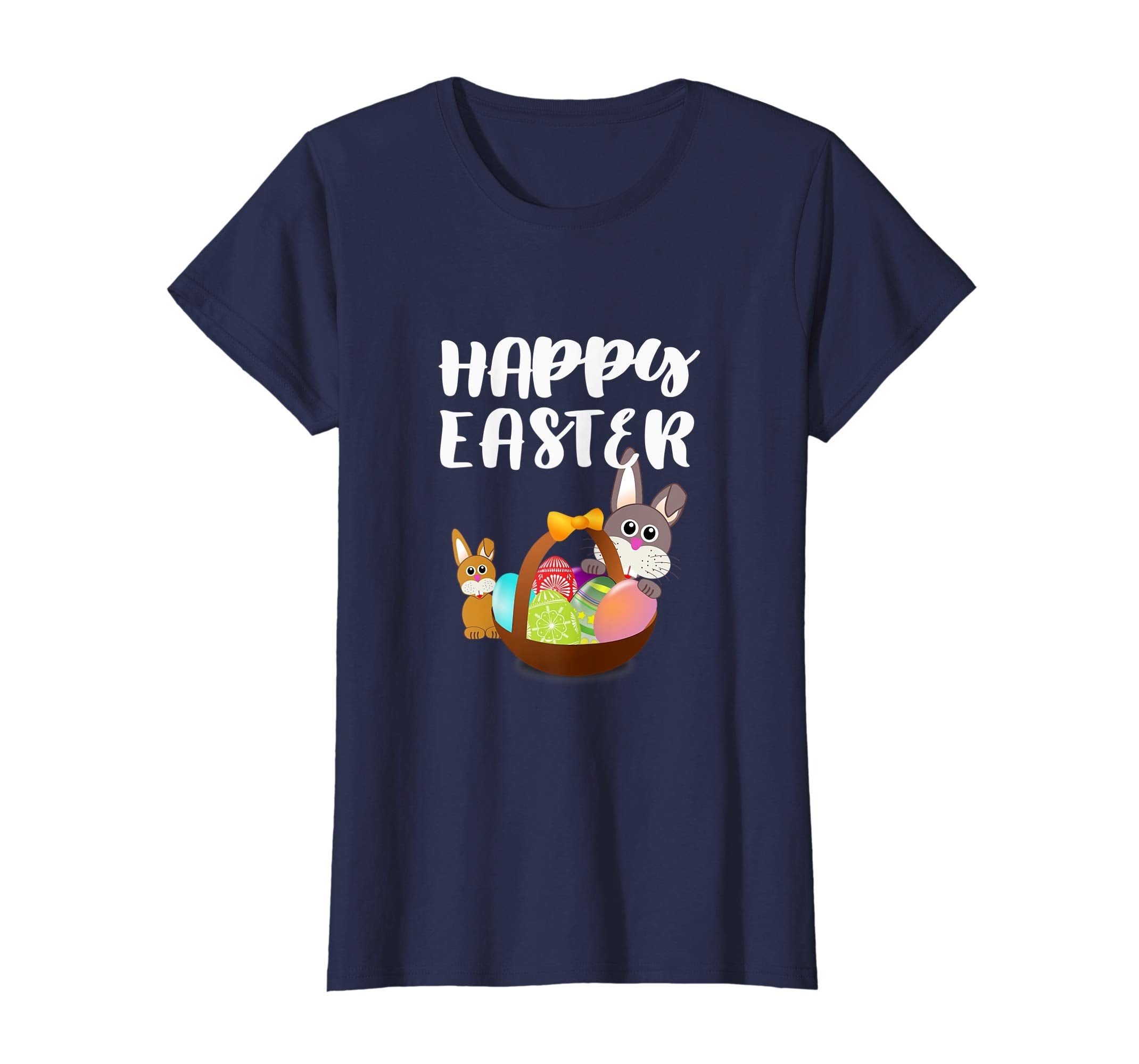 Happy Easter Bunny Tee Shirt With Easter Eggs Tee
