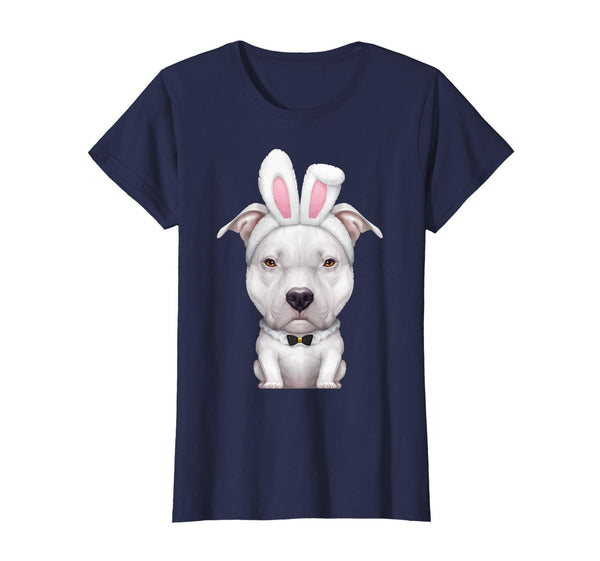 White Pit Bull Terrier in the Easter Bunny Costume T-Shirt