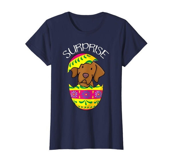 Funny Cute Puppy Vizsla Hatches Easter Egg Easter T-Shirt