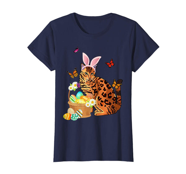 Bengal Cat Bunny Hat Rabbit Easter Eggs Shirt