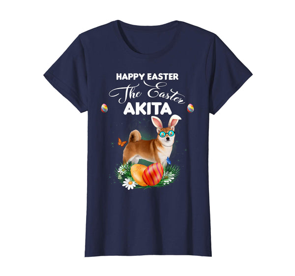 Akita Dog Sunglass Bunny Happy Easter Day Tshirt