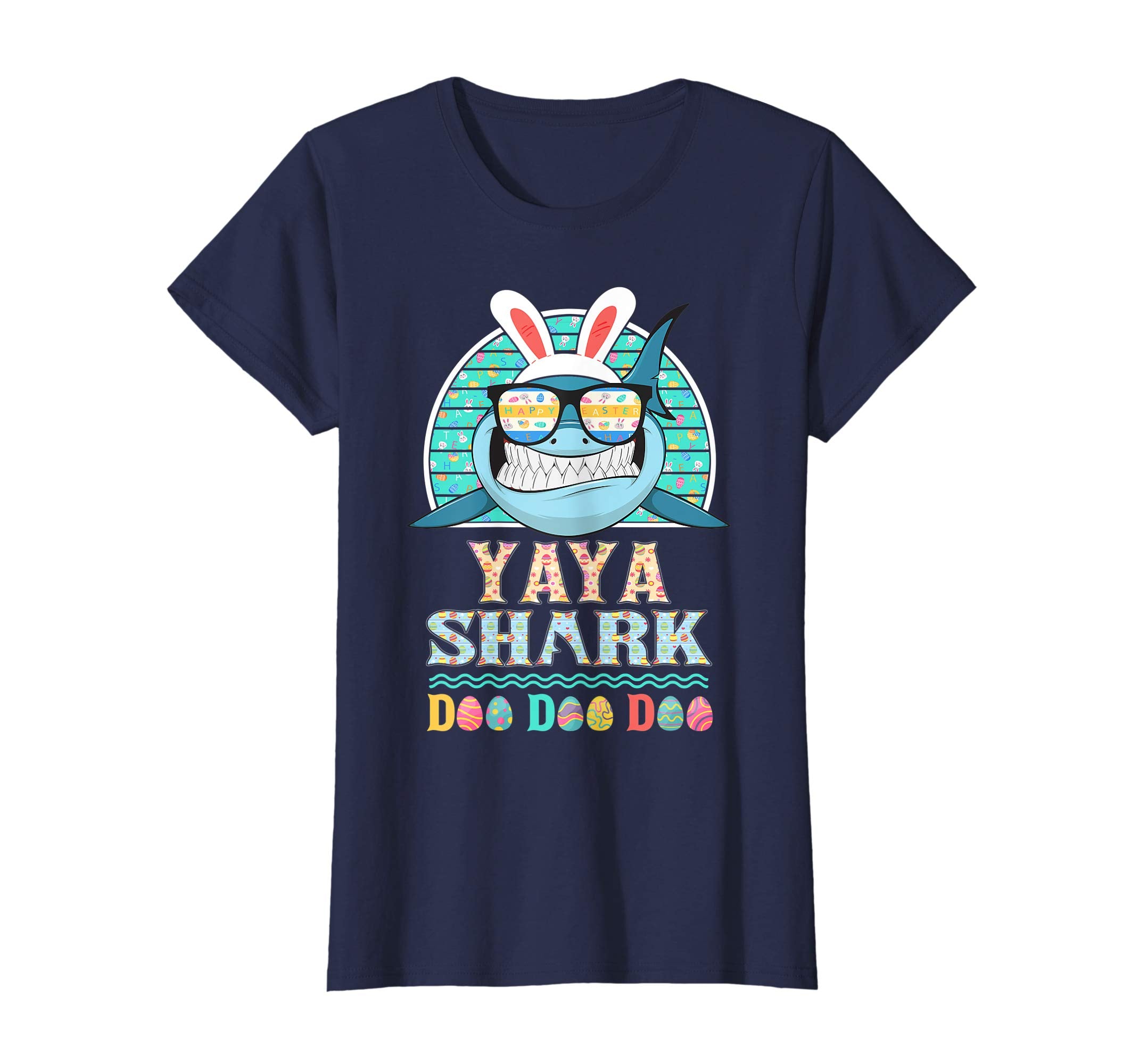 Funny Yaya Shark Happy Easter Day Gift Family Shirt
