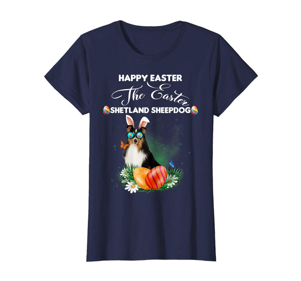 Shetland Sheepdog Dog Sunglass Bunny Happy Easter Day Tshirt