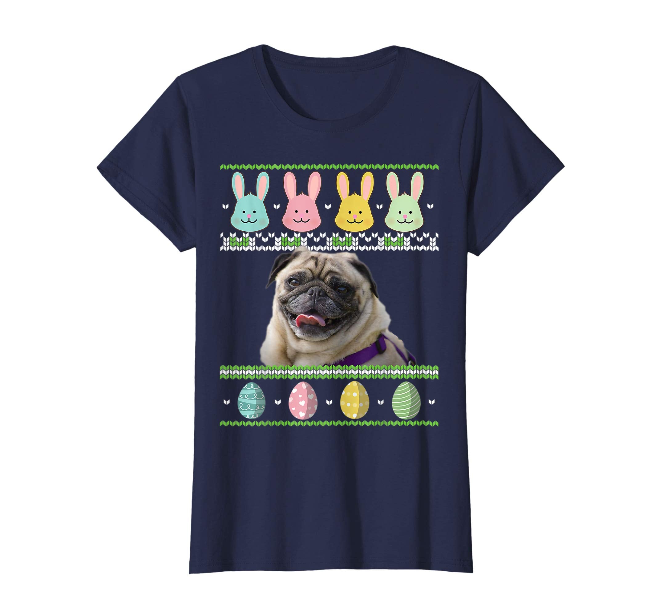 Pug Dog Bunnies Easter Eggs Ugly Sweater Happy Day Shirt