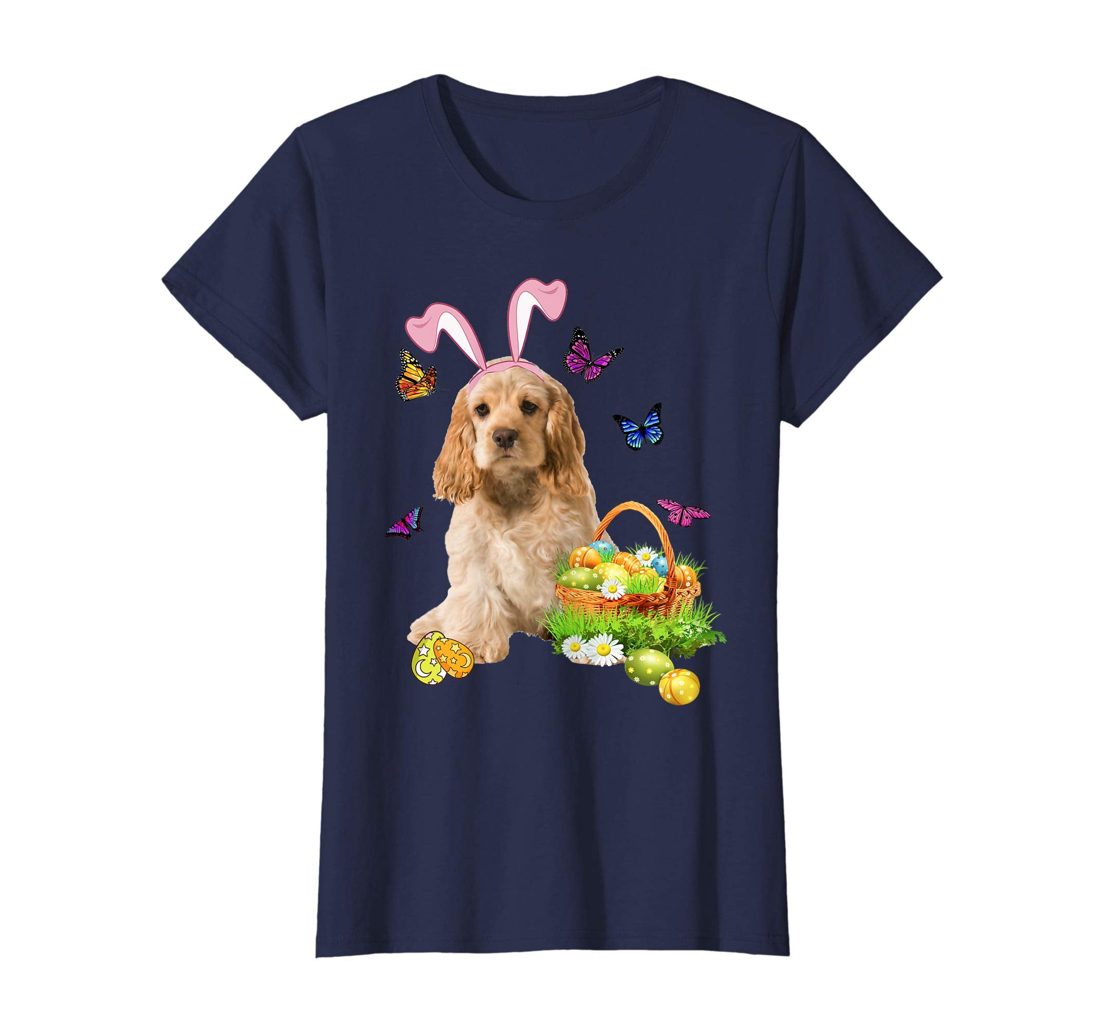 Cocker Spaniel Bunny Hat Rabbit Easter Eggs T-Shirt