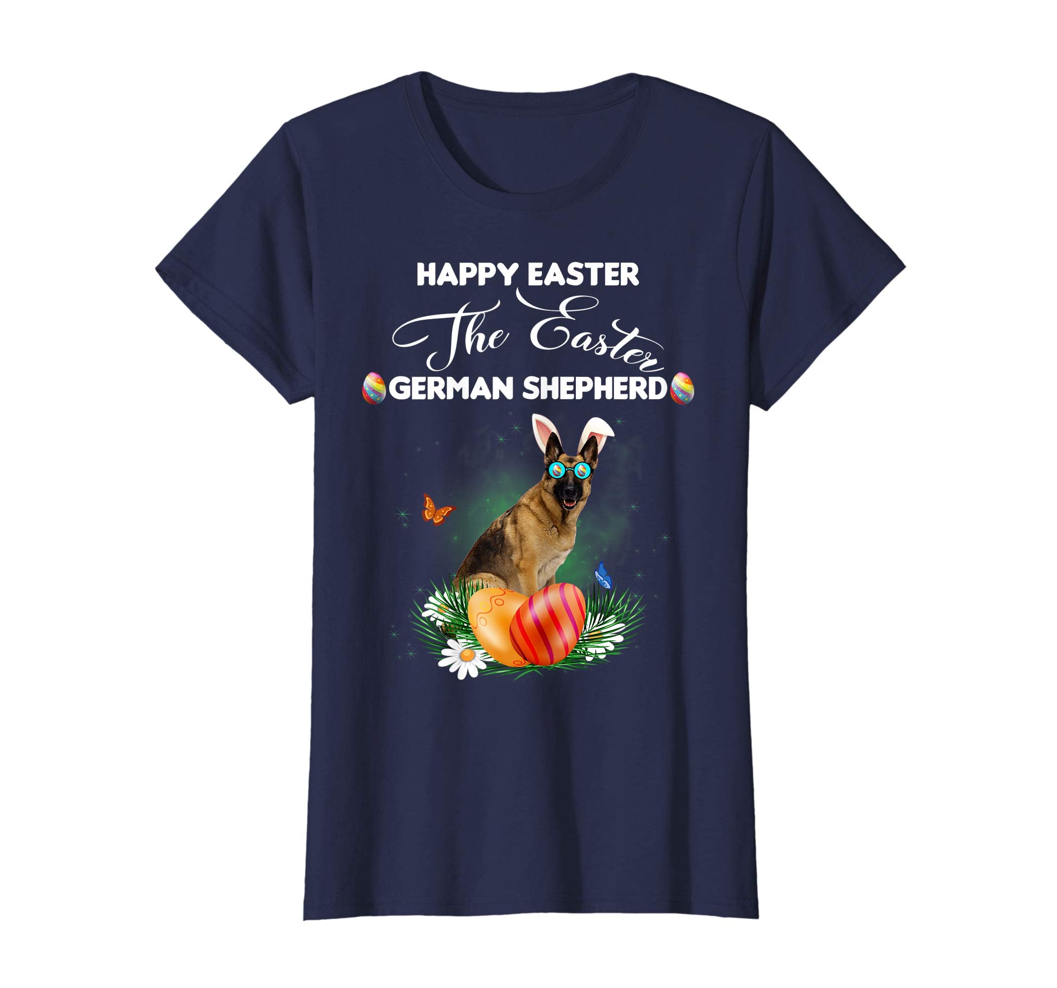 German Shepherd Dog Sunglass Bunny Happy Easter Day Tshirt
