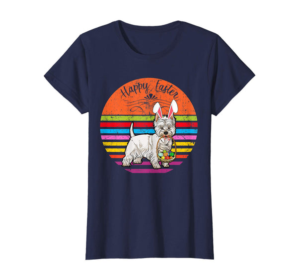 Cute West Highland White Dog With Bunny Hat Easter Egg Shirt