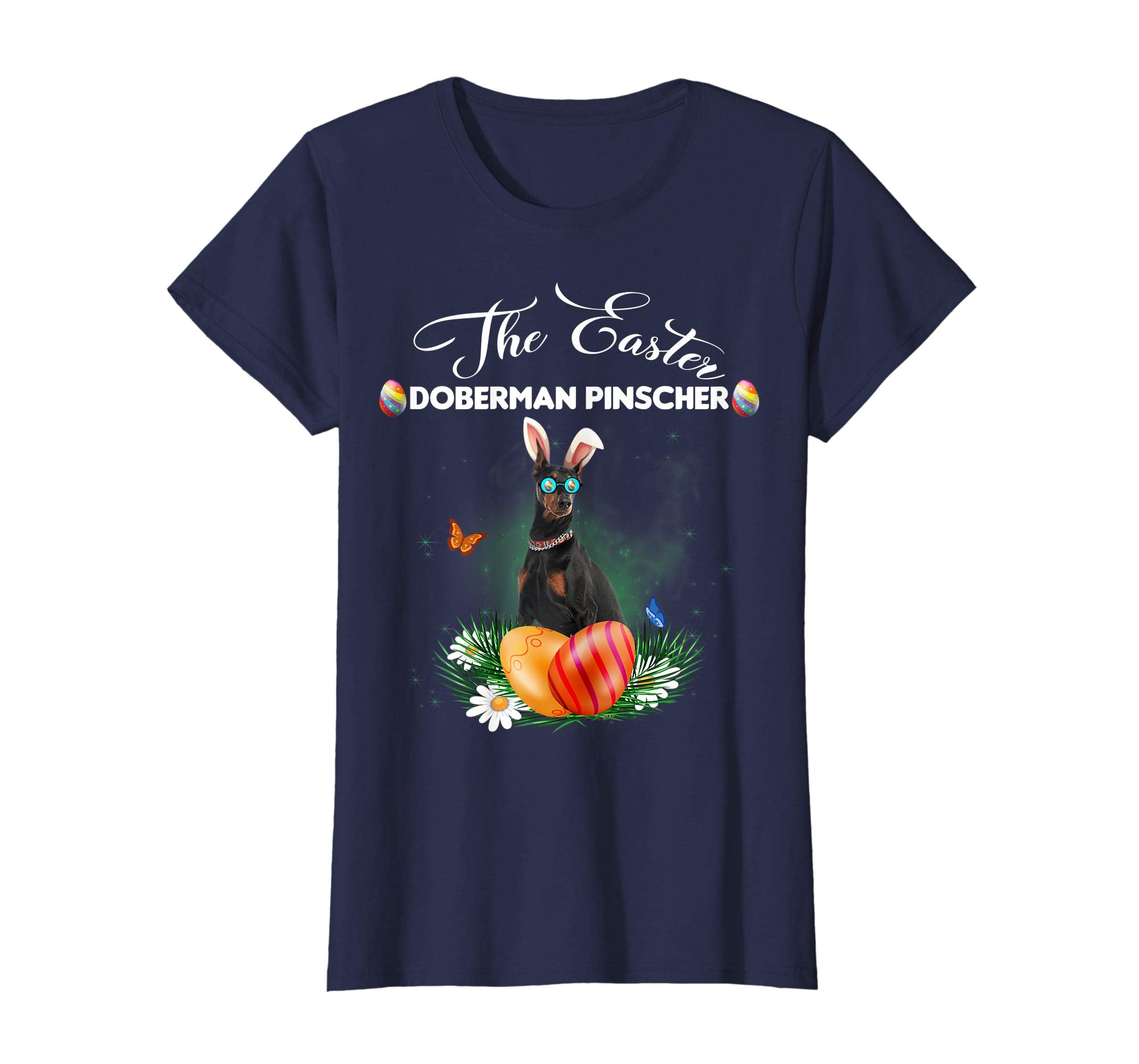 Doberman Pinscher Bunny Easter Day Dog Gifts T-Shirt