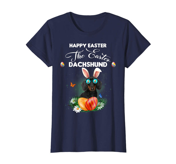 Dachshund Dog Sunglass Bunny Happy Easter Day Tshirt