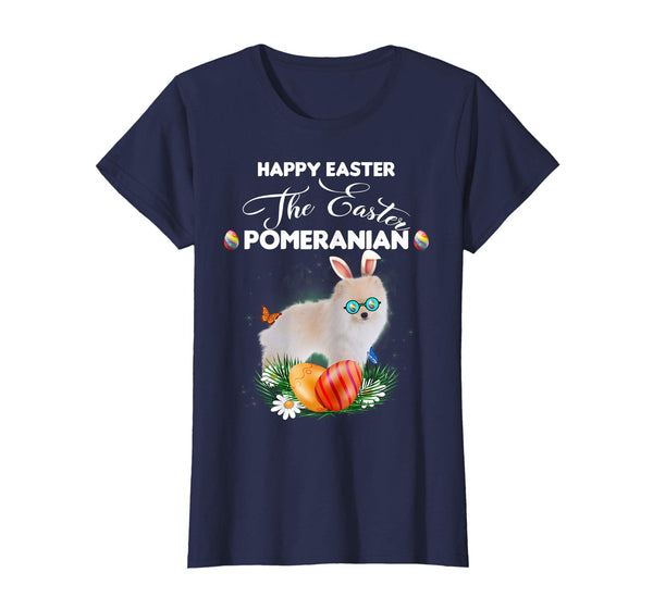 Pomeranian Dog Sunglass Bunny Happy Easter Day Tshirt