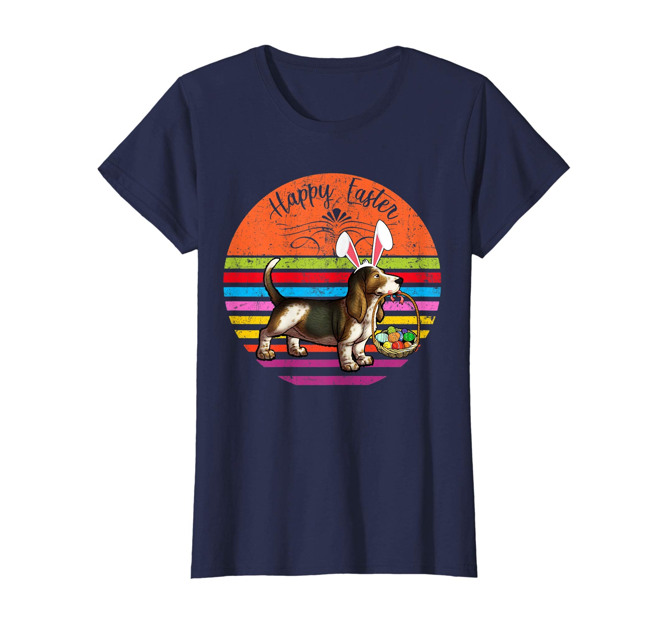 Vintage Basset Hound Dog Easter Eggs Basket T Shirt