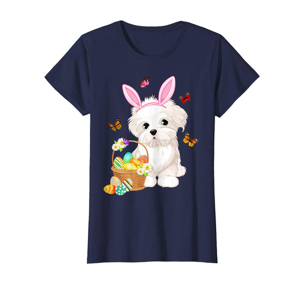 Maltese Bunny Hat Rabbit Easter Eggs Shirt Happy Ea