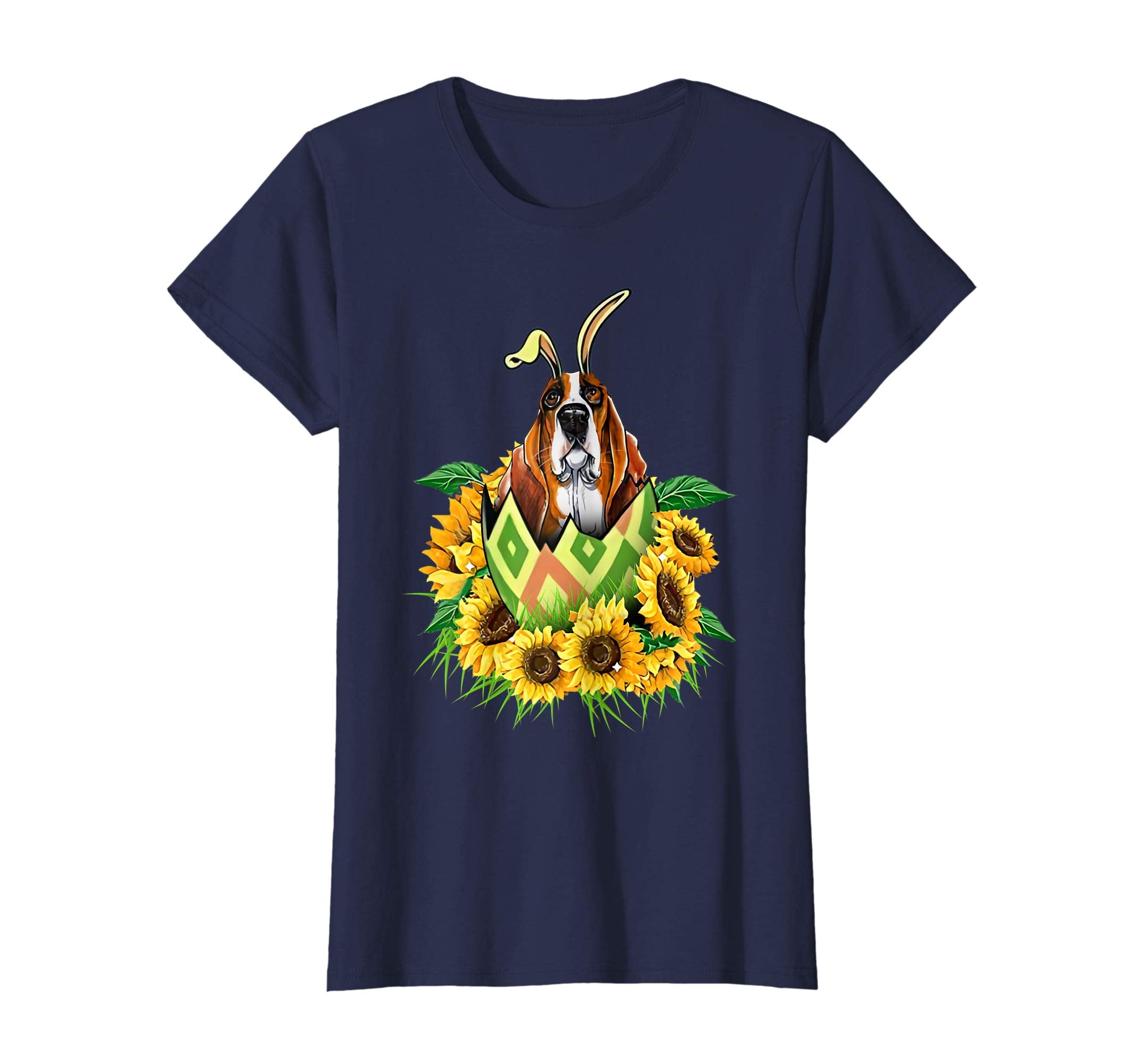 basset dog sunflower naund easter shirt