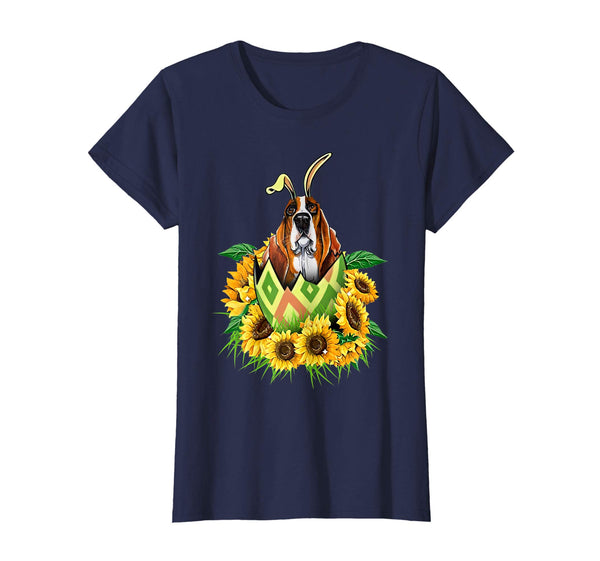 basset dog sunflower naund easter shirt